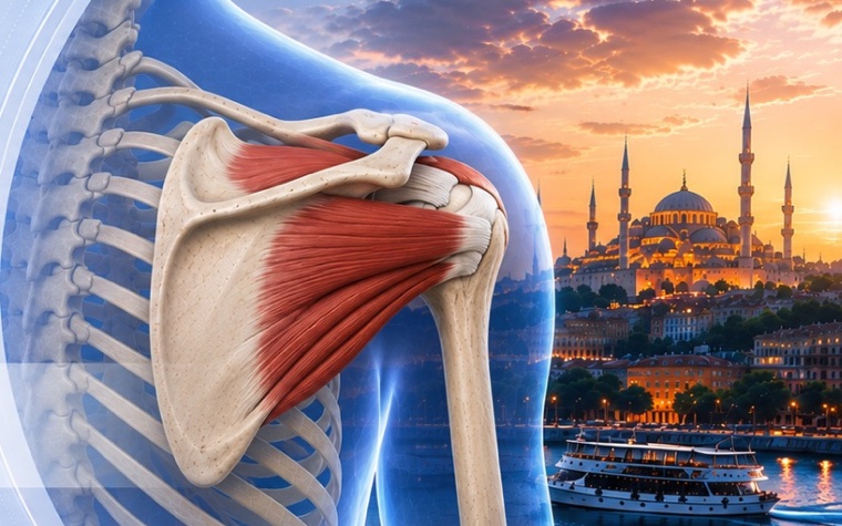A render of the shoulder beside the Istanbul skyline at sunset